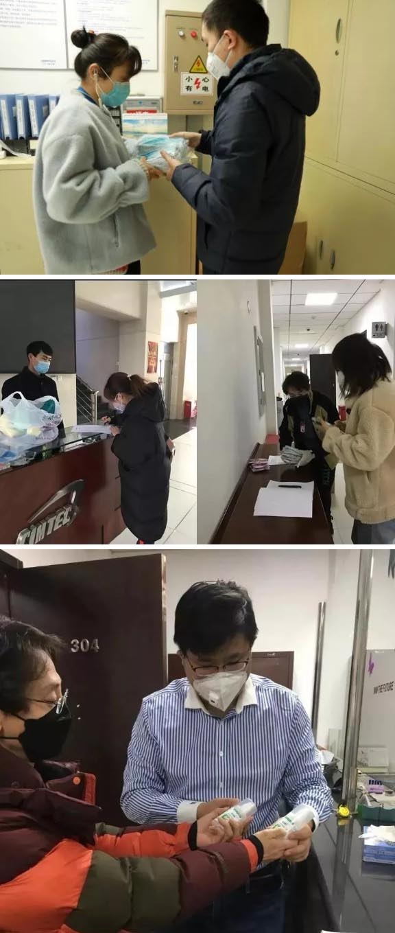 發(fā)放防護物資：口罩、手套、消毒液、洗手液